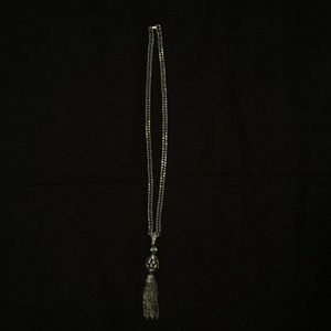 Vintage Tassel Statement Necklace silver-tone
